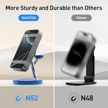 【Adjustable Blue Ambient Light】 Wireless Charger 3 in 1 for iPhone, Magnetic Charging Station for Apple Family,15W Fast MagSafe Charger Stand,for iPhone17-12-iWatch AirPods Series - color: Blue