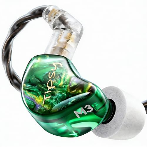 Tipsy M3 Professional IEM for Musicians, 2BA + 1DD Drivers, 36dB PNC, IPX5, Acoustic-Runway™ Technology, Skin-Friendly Resin, Detachable 0.78mm 2-pin Cable (No Mic, Green) - color: A-Green