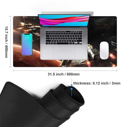 XXL Large Gaming Mouse Pad,Mousepad with Stitched Edge Frame & Non-Skid Rubber Base,Desk Mat for Work,Office Desk Pad for Laptop,Computer Keyboard and Mice Combo Pads Mouse Mat 31.5X15.7 inches - color: Pattern04