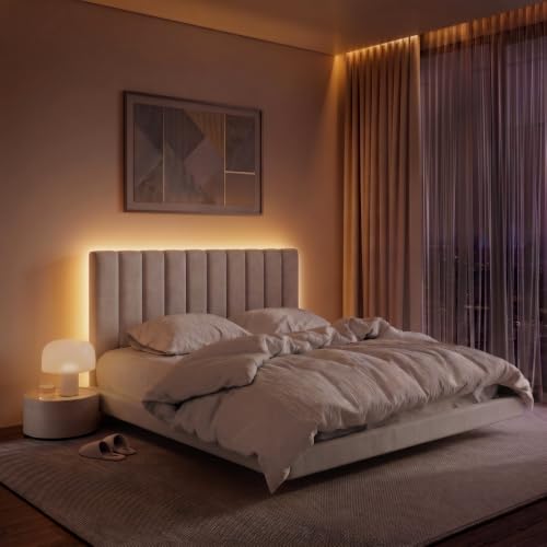 LED Strip Lights for Bed Headboard, 26.2ft Tunable White Backlight (2700K-6500K Warm to Cool), Dimmable with App & Remote for Behind Bed & Bedroom, Mount Kit (4 Mounting Options) - color: Tunable White, size: Bed Headboard