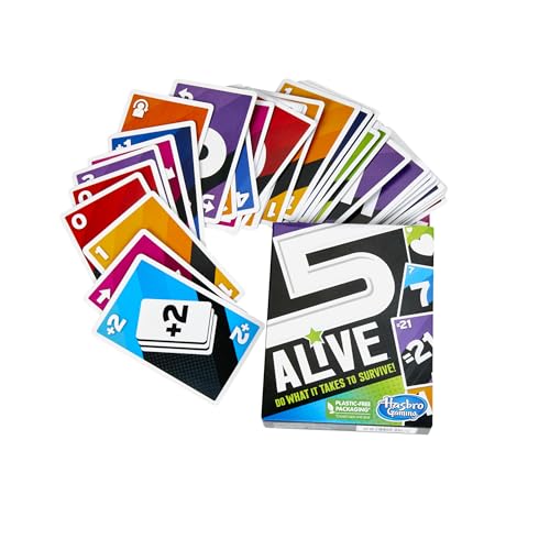 Hasbro Gaming 5 Alive Card Game, Fast-Paced Game for Kids and Families, Easy to Learn, 2 to 6 Players, Fun Summer Activities, Vacation Travel Essentials, Ages 8+ - size: 3.62 inches x 5.62 inches x 0.1 inches