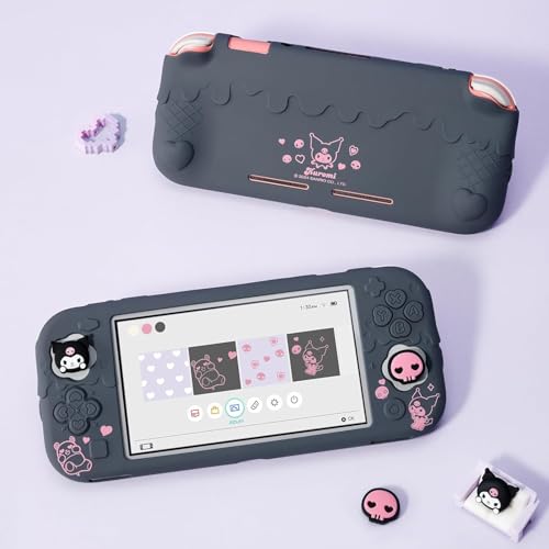 Kuitmor Switch Lite Protective Case,Soft Silicone Protective Shell,Anti-Scratch Protective Cover Case for Switch Lite with 2 Thumb Grip Caps（Purple Kuromi） - color: Purple Kuromi