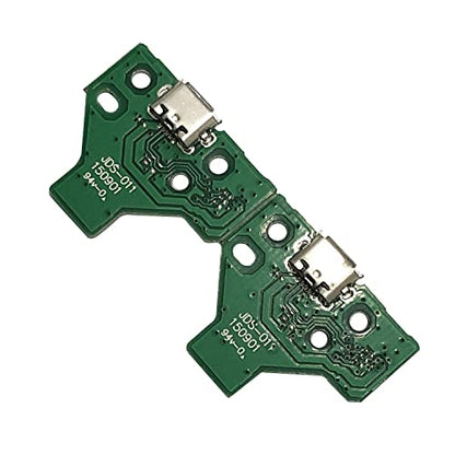 FainWan 2pcs J-D-S-011 Replacement Charging Port Assembly 12 Pin for PS4 DualShock 4, Micro USB Adaptor Charger Socket Board Connector Module for PlayStation DS4 Controller, Flex Cable
