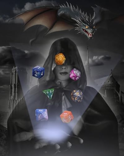 Polyhedral Dice Set, 42 Pieces - 6 Sets of RPG Dice with 1 Bag for Dungeons and Dragons D&D RPG MTG Board Games, Includes D20, D12, D8, D6, D4, D10 (0-9) and D10 (00-90) - color: Multicolor
