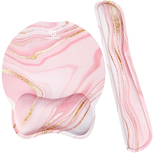 Gimars Ergonomic Mouse Pad Wrist Support, Upgrade Enlarge Superfine Fibre Soft Smooth Keyboard Wrist Rest, Comfortable Memory Foam Wrist Rest for Pain Relief, Computer, Gaming, Office, Pink Golden - color: Pink Golden