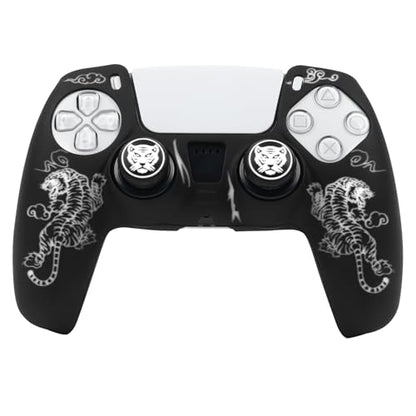 Tiger Controller Skin Cover Compatible with PS5/Playstation 5 Controller, RALAN Protector Case Customised Thumb Grip - color: Tiger Black White