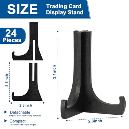 3 Pack Card Stands for Display 3 Inch - Black Natural Bamboo Assemblable | Trading Card Display Stand Sport Card Holder Small Easel Stand Easel Holder for BGS PSA SGC Tarot Card Table Use - color: Black