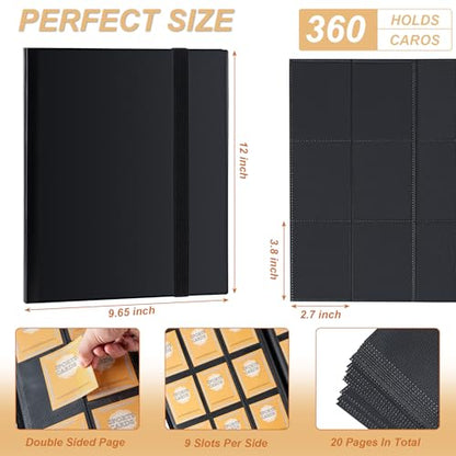 Card Binder 9 Pocket Storage 360 Card Binder,Trading Card Binder (Black) | Senior and Sturdy Side-Loading Album,Intended For YuGiOh,MTG, TCG,Game Cards & Baseball Card Binde - color: Black