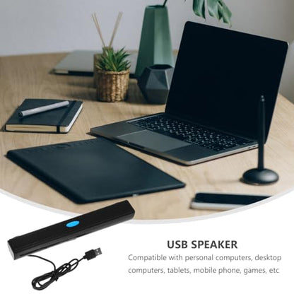UKCOCO USB 2.0 Soundbar Speaker for Laptop Desktop Pc Mini Wired Stereo Sound Bar with 360 Surround Sound Compact Portable USB Speaker for Office Workstation