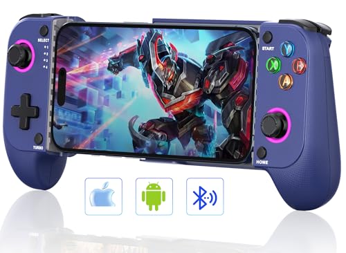 NealGamefy Phone Controller for iPhone/Android - Mobile Gaming Controller with Hall Effect Joystick, Phone Case Support,Turbo Function, Dual Vibration- Phone Controller Compatible with More Games - color: Blue