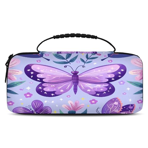 Adornori Purple Butterfly Carry Case Compatible with Nintendo Switch 2, with 20 Games Cartridges, Butterflies Rustic Floral Portable Travel Carrying Case Pouch for Accessories & Games - color: Multicolor 6