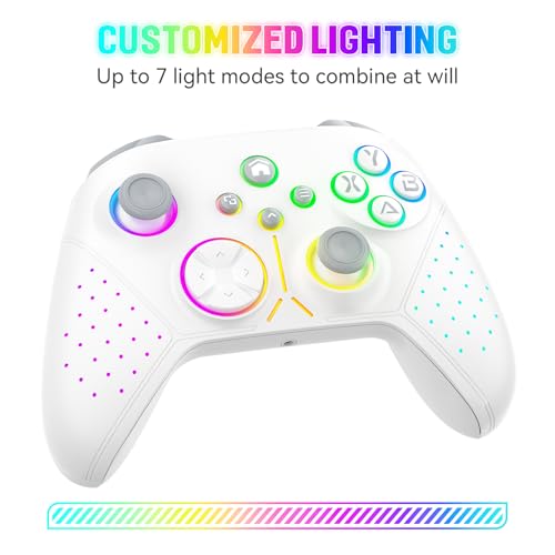Nonbliep LED Wireless for Xbox Controller, Compatible with Xbox Series X|S, Xbox One, Windows 10/11, Gaming Controller with Turbo, Macro, 3.5mm Audio Jack, Dual Vibration White - color: White