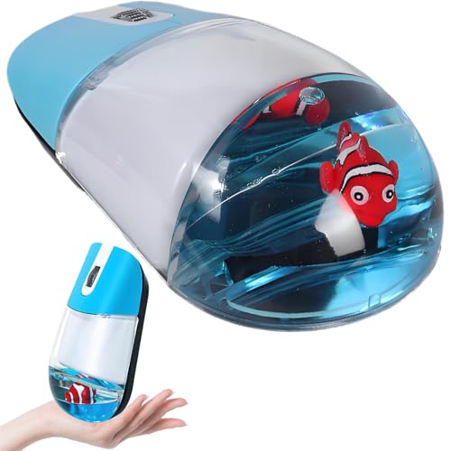 Wireless Mouse -Cute Clear Aqua Design, Water Mouse with Optical Precision, Silent Clicks, Lightweight & Floating Animal Transparent Retro Style for Home Office, Great for Kids & Adult(Fish-Blue) - color: Goldfish - Blue
