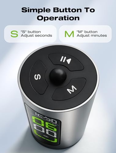 MASHI Portable Visual Digital Timer with Silent Mode and Vibration Alarm | Offers 100% silent operation,discreet vibration mode,and 3 volume levels up to 90dB for quiet offices,libraries,or kitchens.