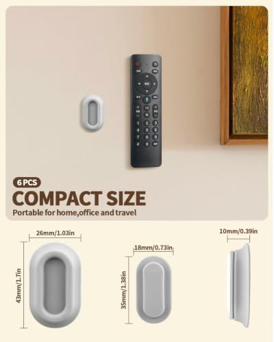 6 Pack Magnetic Remote Control Holder – Upgraded Silicone Magnetic Wall Mount for TV, Fan & Air Conditioner Remotes – Self-Adhesive, No-Drill Remote Control Holder Wall Mount - color: Grey