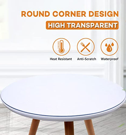 50 Inch Round New Clear Dining Room Tablecloth Dia PVC Plastic Table Cover Protector Waterproof Heat Resistant Easy Clean Clear Vinyl Table Pad Mat for Wood Marble Glass Furniture Tabletop 1.5mm Thick