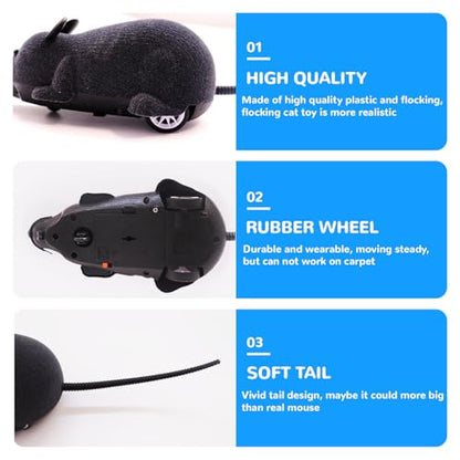 Remote Control Rat Mouse Cat Toy Realistic RC Fake Rat Mouse Toy Flocking Wireless Funny Chasing Electronic Interactive Cat Toys Prank Joke Scary Trick Rats for Cats Dogs Novelty (Black) - color: Black