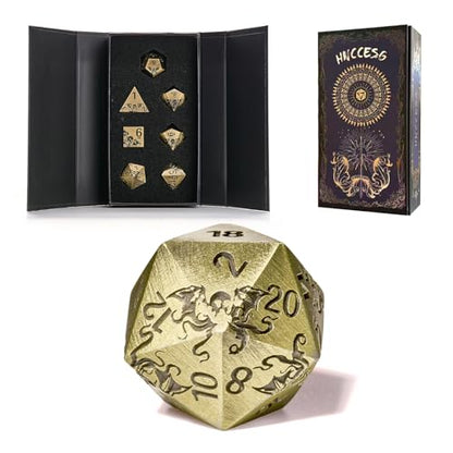 Octopus Metal RPG Dice Set,7-Piece,Solid Zinc Alloy with Antique Bronze Plated Finish,Gift for Tabletop Role-Playing Games & Collectors (Bronze) - color: Bronze