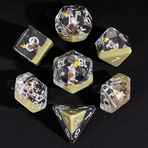 UDIXI Polyhedral Dice Set D&D, Axe Beak DND Dice Set for RPG Tabletop Games | Velvet Storage Bag, DM Gift, for Dungeons and Dragons Role Playing Games Board Games - color: Axe Beak
