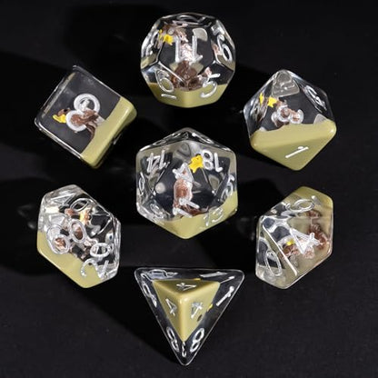 UDIXI Polyhedral Dice Set D&D, Axe Beak DND Dice Set for RPG Tabletop Games | Velvet Storage Bag, DM Gift, for Dungeons and Dragons Role Playing Games Board Games - color: Axe Beak