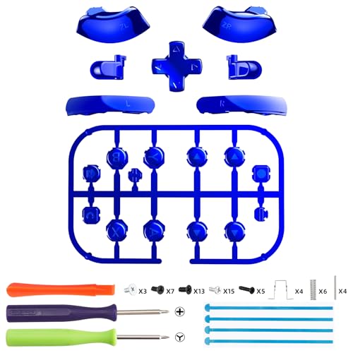 eXtremeRate DIY Replacement Full Set Buttons for Joycon 2, Custom ABXY Direction Keys Dpad + - C Home Capture Release L R ZR ZL Trigger Buttons for Nintendo Switch 2 Controller - Chrome Blue - color: Chrome Blue