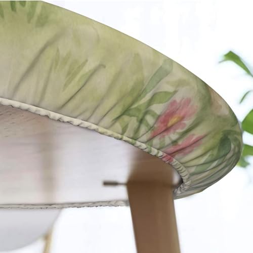 Famame Easter Rabbits Egg Flowers Round Fitted Tablecloth with Elastic Protector Table Kitchen Dinner Waterproof Oil-Proof Table Covers Fits 40"-44", Small - color: Easter Rabbits Egg Flowers, size: Small (40"-44")
