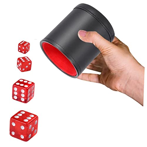 Pu Leather Dice Cup with Felt Lining Silent Dice Storage for Home and Bar Games Includes for and Tabletop Fun