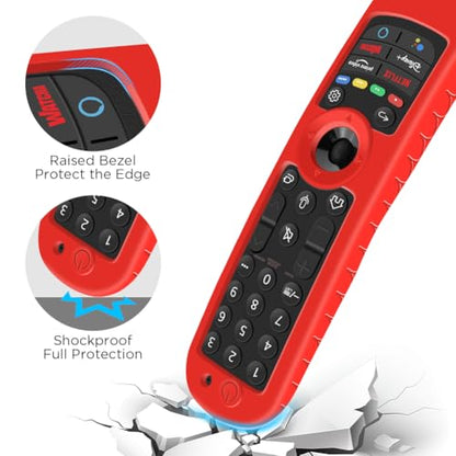 Silicone Case for LG AN-MR21GA / AN-MR21GC 2021 Remote Control [Shockproof] Anti-Slip Protective Cover for LG MR22GA MR22GN Magic Remote 2022 Case Sleeve Holder Protector Skin (Red) - color: Red