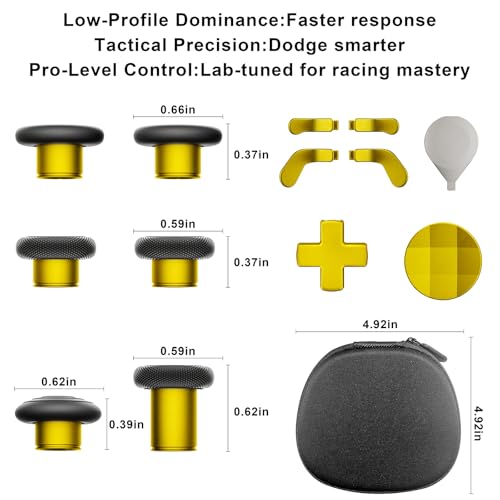 14-in-1 Controller Accessories Kit Compatible with Xbox Elite Series 2, 6 Premium Metal Thumbsticks, Swap Joysticks, 4 Interchangeable Paddles, 2 D-Pads, 1 Tool & 1 Storage Bag (Bright Gold) - color: Bright Gold