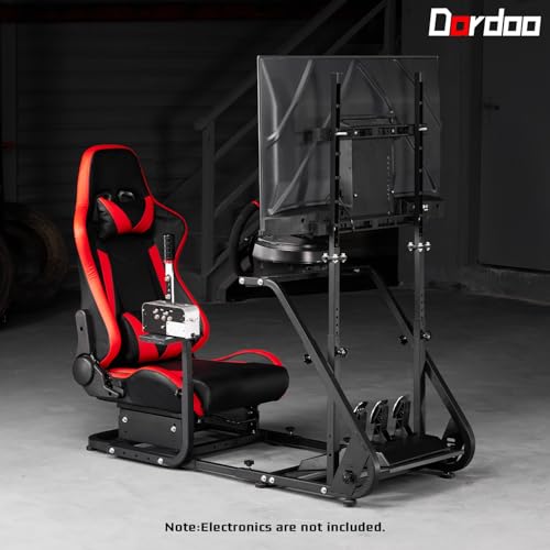 Dardoo G923 Racing Simulator Cockpit with Monitor Mount and Red Seat | Fit for Logitech G25 G27 G29 G920, for Thrustmaster T150 T300,Simulator Cockpit without Wheel,Pedal,Shift and Monitor
