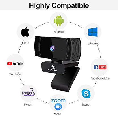 NexiGo 1080P Autofocus Webcam Kits, N930AF FHD USB Web Camera with Privacy Cover, Upgraded Video Conference Lighting, Extendable Tripod Stand, for Zoom/Skype/Teams