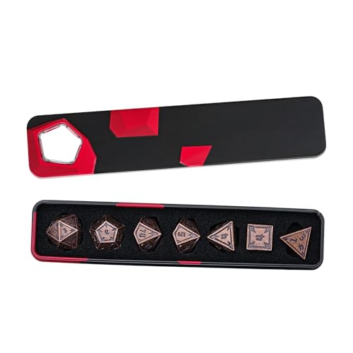 UDIXI Metal Dice Set D&D RPG Metal DND Dice Set for Tabletop Game (Copper) | 7-Pieces, Lozenge Pattern, Zinc Alloy Material, Gorgeous Gift Case, DM Gift, for Dungeons and Dragons Role Playing Games - color: Copper