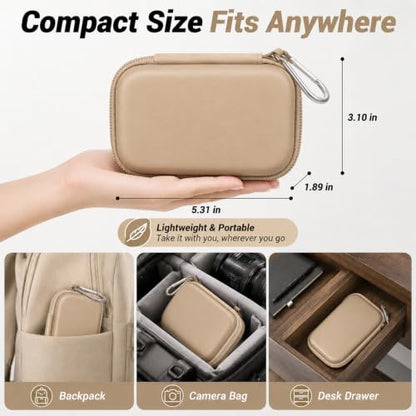 Comecase Dual SSD Case for SanDisk Extreme Portable SSD and Extreme PRO | Holds 2 Drives & 12 SD Cards, Elastic Strap Fit 500GB/1TB/2TB/4TB/8TB, Cable Groove & Carabiner for Travel, Khaki, Box Only - color: Khaki