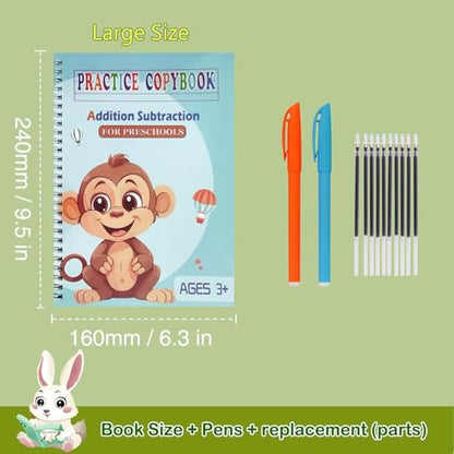 Reusable Grooved Handwriting Workbooks,Magic Copybook,Magic Writing Practice copy books, to help children improve their handwriting ink Practice Age 3-8 Calligraphy for kids(Animal edition) - style: Animal edition
