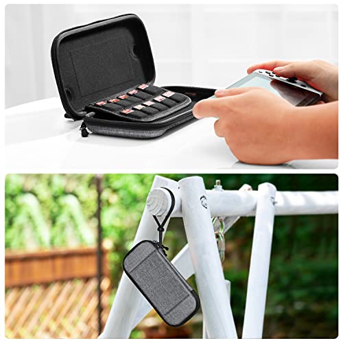 Fintie Slim Carrying Case for Nintendo Switch OLED Model 2021/Switch 2017 - [Slim Fit] Shockproof Protective Travel Storage Bag with 10 Game Cartridges, Gray - color: Gray