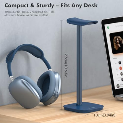 Headphone Stand, Desktop Headset Holder Heavy Base Desk Earphone Stand Aluminum Gaming Headset Hanger Rack for AirPods Max, AirPods, AirPods Pro, Sony, Beats, Bose, Razer and More(Blue) - color: Blue