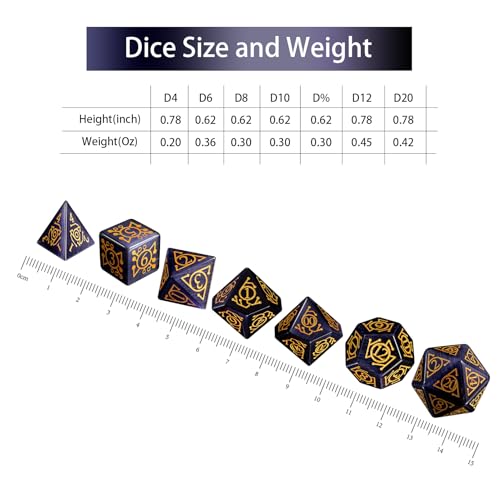 LUCKY-M Glass Polyhedral Dice Set with Case for Dungeons and Dragons, Crystal DND RPG Tabletop Games - color: Purple-ta