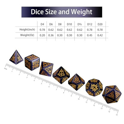 LUCKY-M Glass Polyhedral Dice Set with Case for Dungeons and Dragons, Crystal DND RPG Tabletop Games - color: Purple-ta