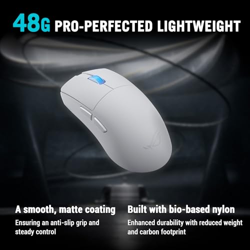ASUS ROG Harpe II Ace Wireless Esports Gaming Mouse – 2025, Pro-Tested, Right-Handed, 48g Lightweight, Tri-Mode Connectivity, 42K DPI, 8K Polling, 101Hr Battery, Web-Based Tool, PC/Mac Support - White - color: White, style: Harpe II Ace
