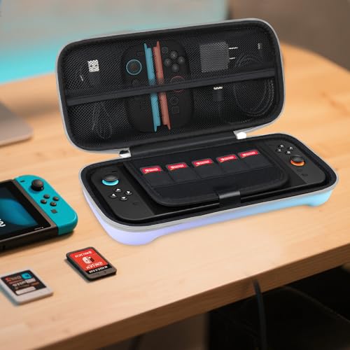 BOVKE Carrying Case for New 2025 Nintendo Switch 2, Switch 2 Protective Hard Travel Bag Holder with Extra Space for Joy-Con, Cables, Games Cartridges and Accessories, Fancy Purple Blue - color: Fancy Purple Blue