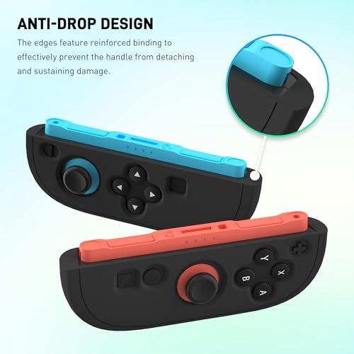 GLDRAM Case for Nintendo Switch 2 Joycon Controller, Soft Silicone Skin Protective Cover Shell with 2 Thumb Grips for Joycon 2 - Black - color: Black