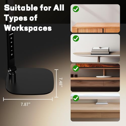 LED Desk Lamp for Home Office, Soft Edge-lit Design, Modern Style | Professional Eye-Caring Diffused Light, Dimmable Computer Light with 30 Modes, Memory & Timer, Flexible Swing Arm Table Lamp - color: Black (2-Pack)