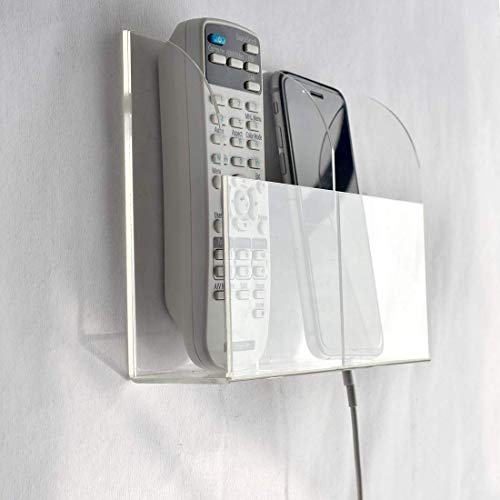 VANCORE Clear Wall Mounted Charging Phone Holder - Smart Station for TV Remote Control - Clear Wall Box With 2 Holes - color: 2 Holes