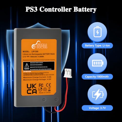 Pickle Power PS3 Controller Battery, 2 Pack LIP1359 Battery for Sony PlayStation 3 Dualshock 3 CECHZC2E CECHZC2U Controller,with USB Cable and Tools