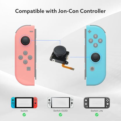 TMR Hall Effect Joystick Replacement for JoyCon (2pcs Single) | For Switch/OLED/Lite JoyCon, Precision TMR Technology, Anti-Drift Performance, Low Power Design, Replacement Analog Thumb - color: Black NS40 Single