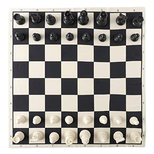 HOLYKING 19" Roll Up Chess Board Set - Portable Travel Chess Game with Weighted Plastic Pieces & No-Wrinkle Cloth Chessboard for Kids Adults Beginners - Includes Extra Queens & Cotton Carry Bag - size: 19 Inches