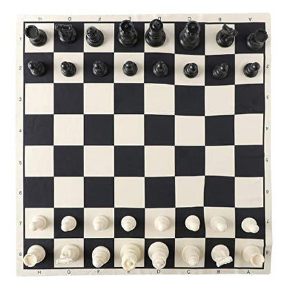 HOLYKING 19" Roll Up Chess Board Set - Portable Travel Chess Game with Weighted Plastic Pieces & No-Wrinkle Cloth Chessboard for Kids Adults Beginners - Includes Extra Queens & Cotton Carry Bag - size: 19 Inches