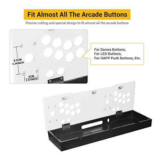 ARCADORA DIY Arcade Console Case Acrylic Panel Video Game Machine Box Replacement Case, Supports 8 Buttons, Home Cabinet 2 Players DIY Joystick Accessories Kit Empty Arcade Box