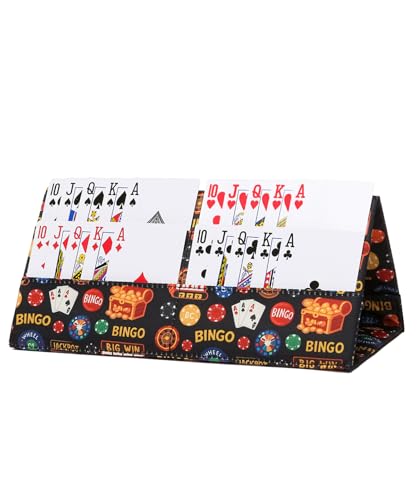 Card Holder for Canasta, Poker, Bridge & Casino Games | Bingo Pull Tabs & Gambling Tickets - Card Game Player Gifts for Adults & Seniors - color: Red/Black