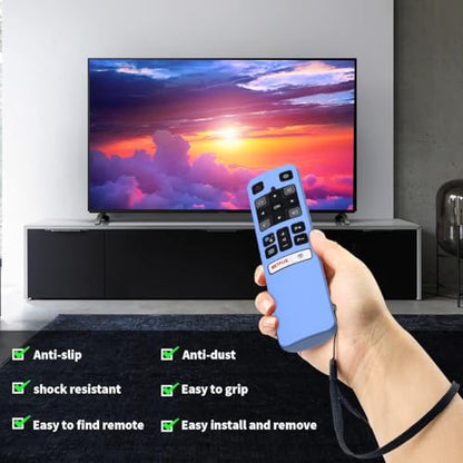 2 Pack Case for TCL RC802V FMR1 FNR1 Smart Voice Remote Control, Skin-Friendly Silicone Protective Cover Shockproof Anti Slip Anti-Lost with Lanyard, Glow Green & Glow Blue